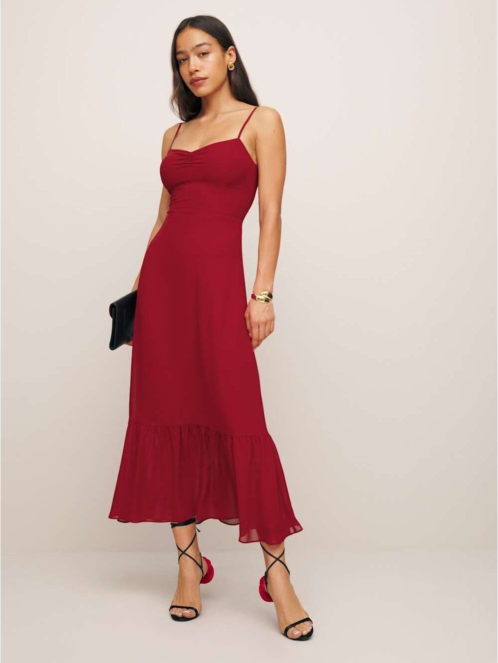 NWT Reformation Emersyn Maxi Dress Crimson Red Size 2